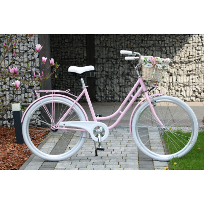 Dámsky retro bicykel 26" Lavida 1-prevodový Rúžový biele kolesá
